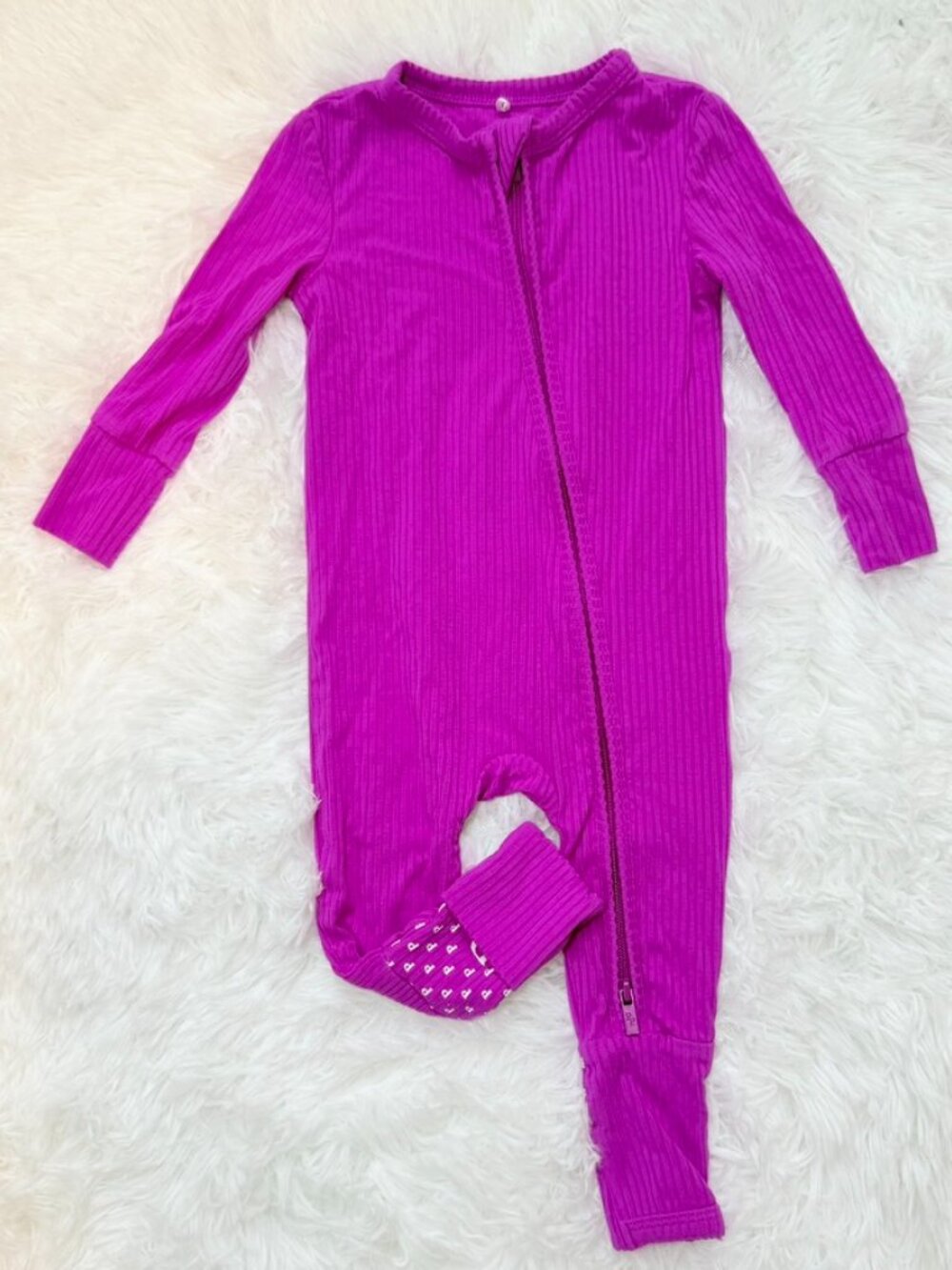 Posh Peanut Ribbed Bamboo Zip Sleeper 3-6M Purple
